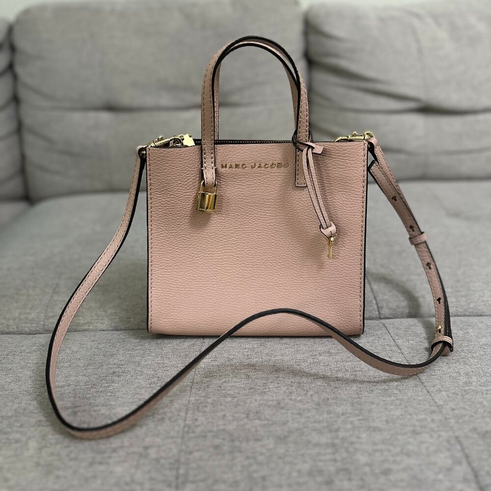 Marc Jacobs Leather Crossbody Tote Bag (Light Pink)